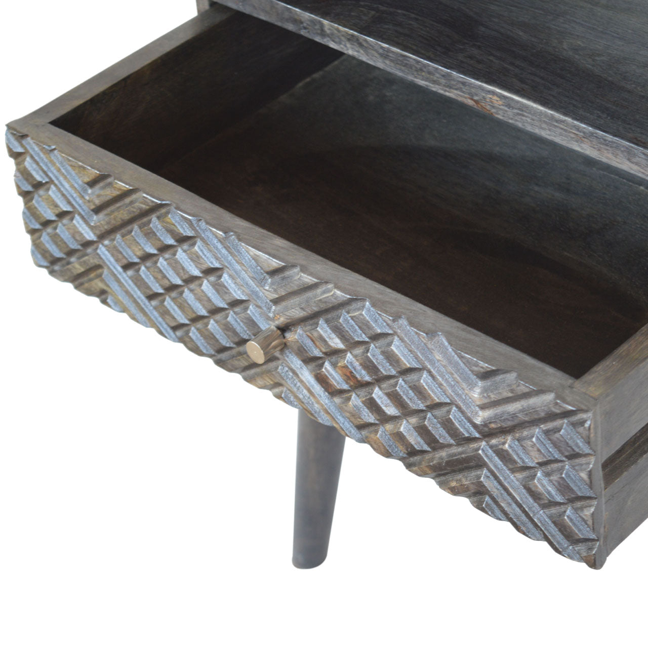 PIKATO MARTIENZO Ash Black Carved Drawer Nightstand