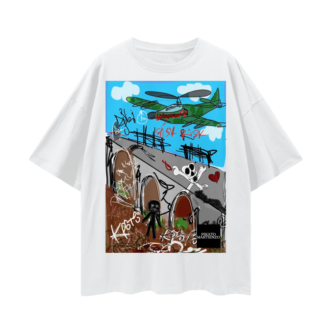 PM LE PONT 2010 Streetwear Loose Drop Shoulder T-Shirt