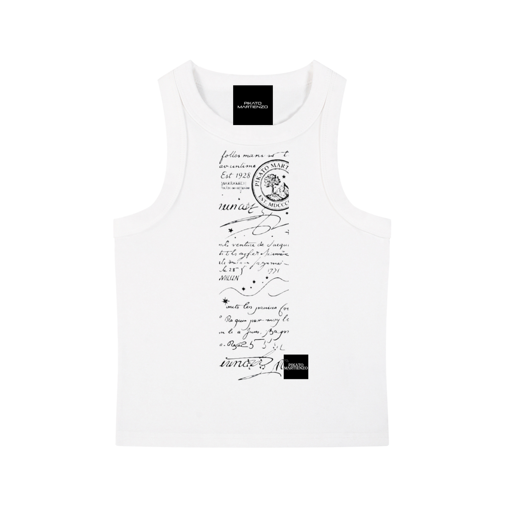 PIKATO MARTIENZO "NO COMMENTS" SCRIPTUS Snow Washed Tank Top