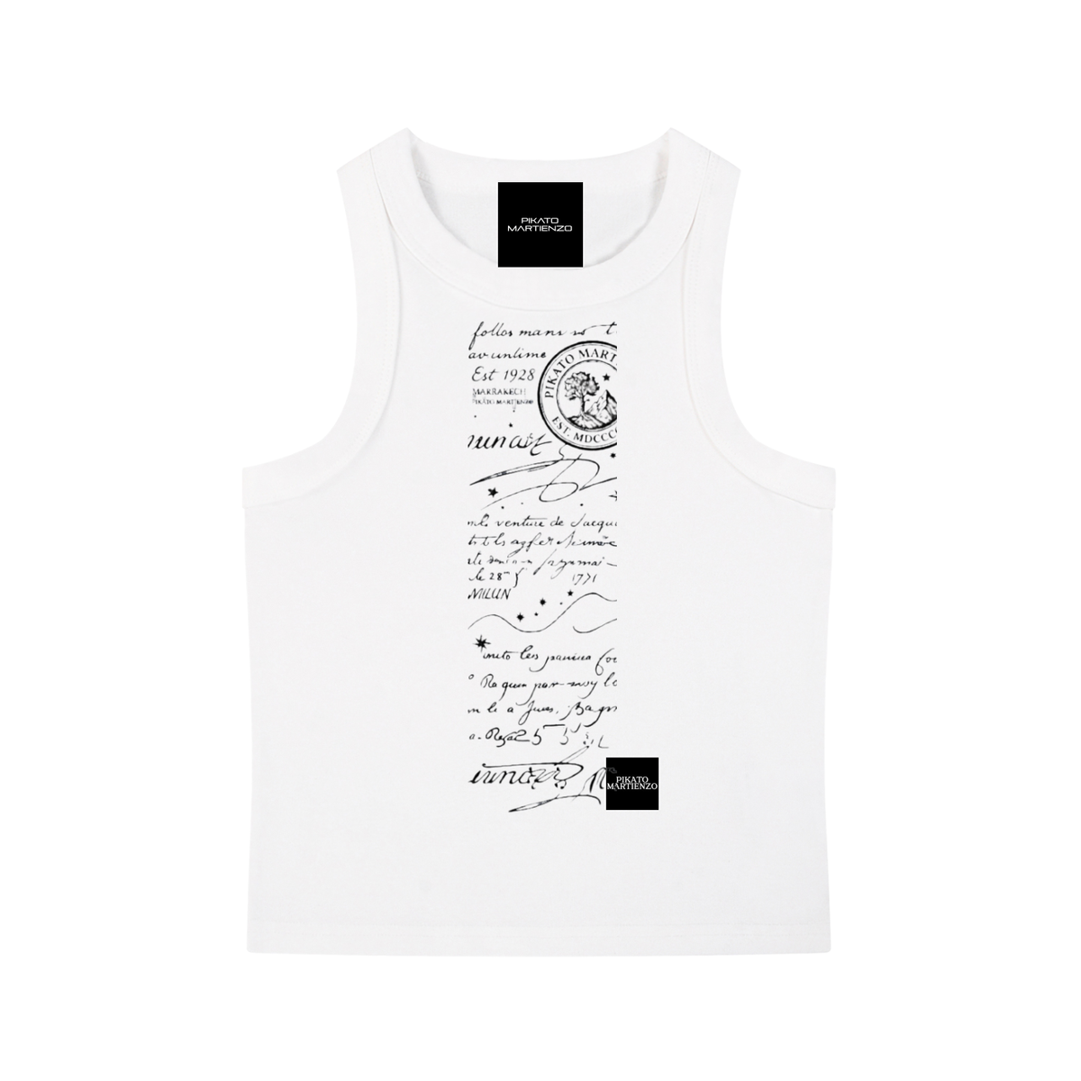 PIKATO MARTIENZO "NO COMMENTS" SCRIPTUS Snow Washed Tank Top