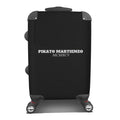 A black hard-shell suitcase with a black compression sleeve featuring the white text 'PIKATO MARTIENZO' and 'MCMXCV', shown on a plain white background.