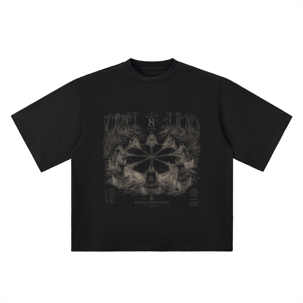 PIKATO MARTIENZO The_Order_Of_The_8_44_Steps Oversized Drop Shoulder Tee BLK