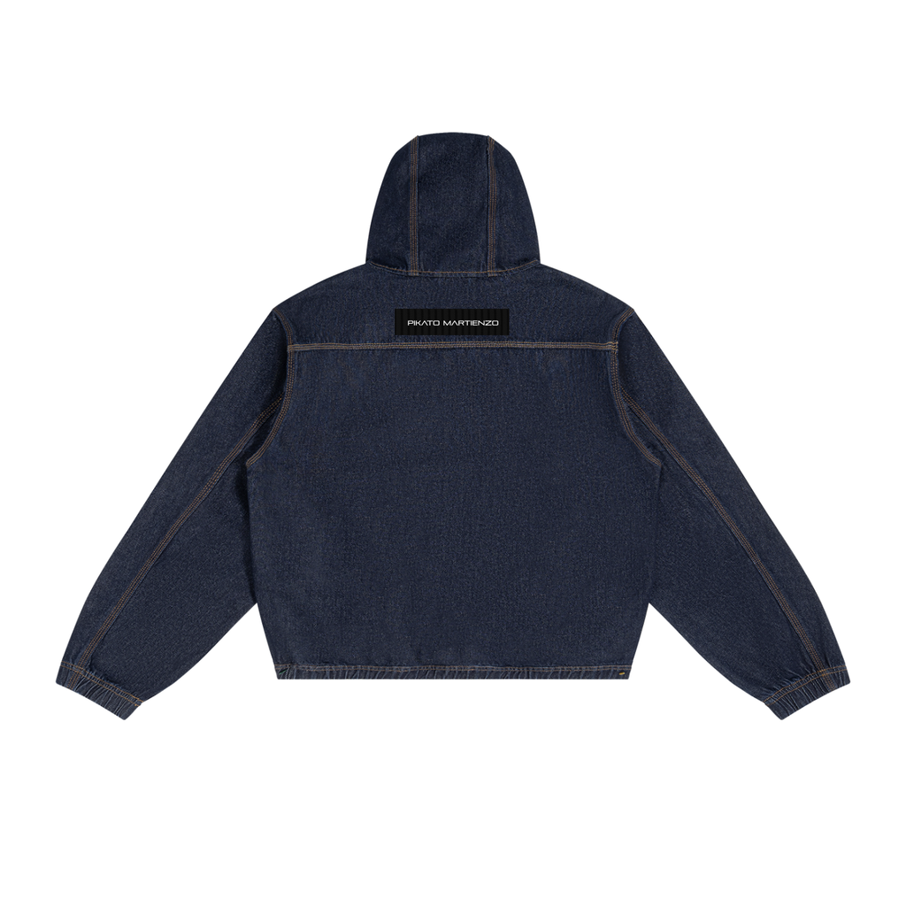 PIKATO MARTIENZO Men's Boxy Washed Vintage Hooded Denim Jacket