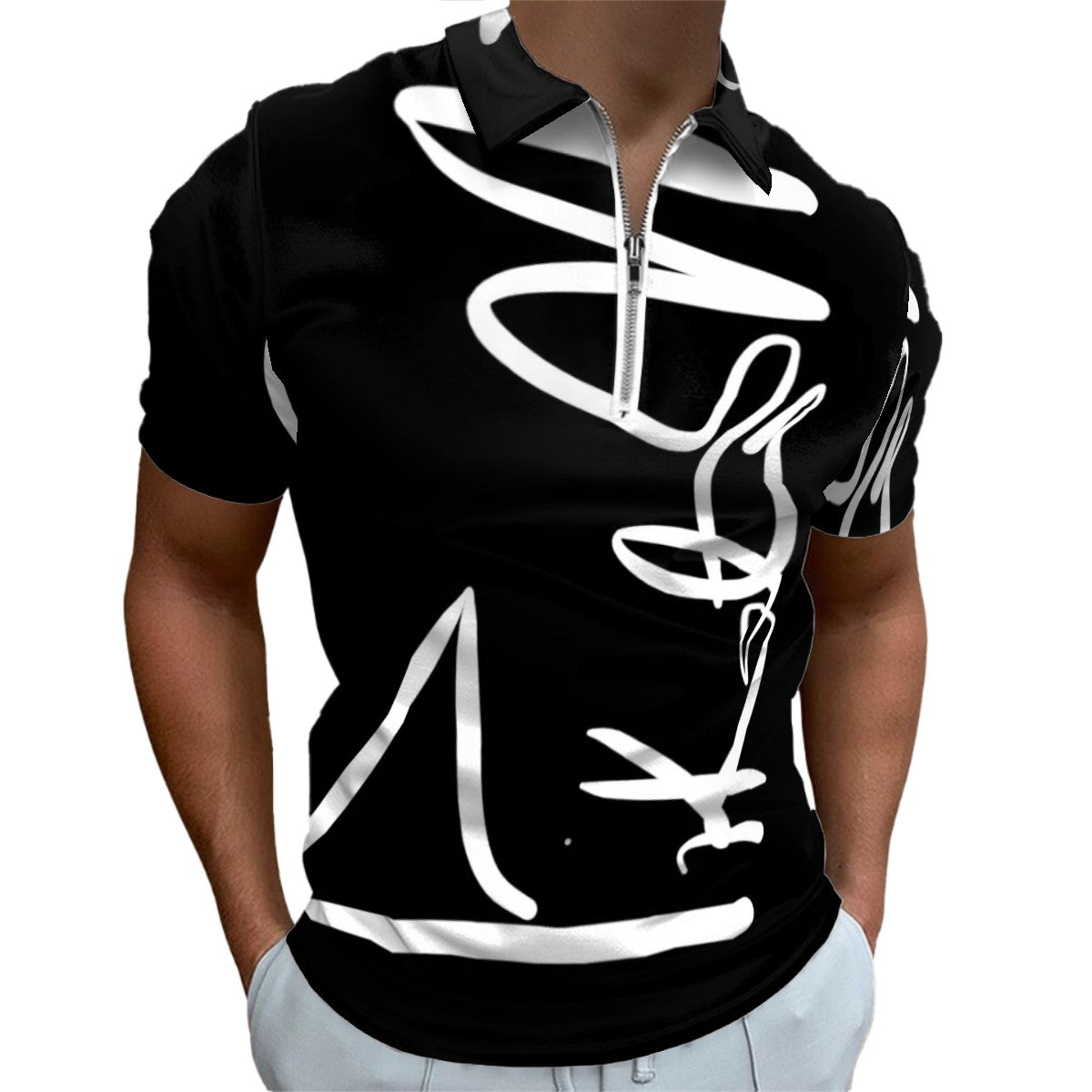 PIKATO MARTIENZO Zipper Polo Shirts Men SIG BLK