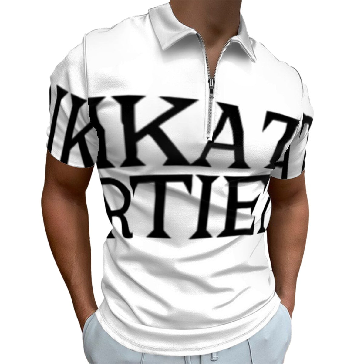 PIKATO MARTIENZO Zipper Polo Shirts Men WHT BLOK