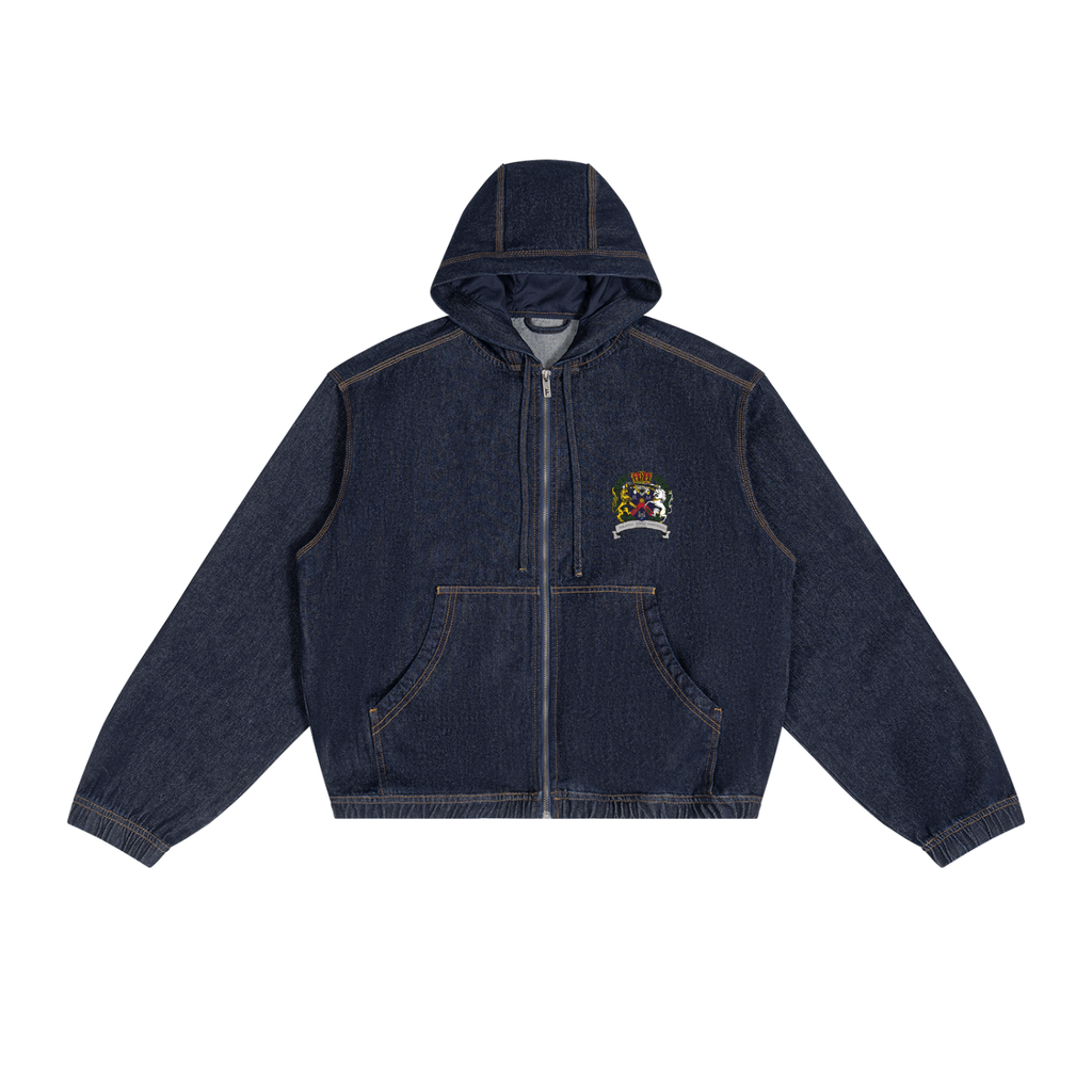 PIKATO MARTIENZO Men's Boxy Washed Vintage Hooded Denim Jacket