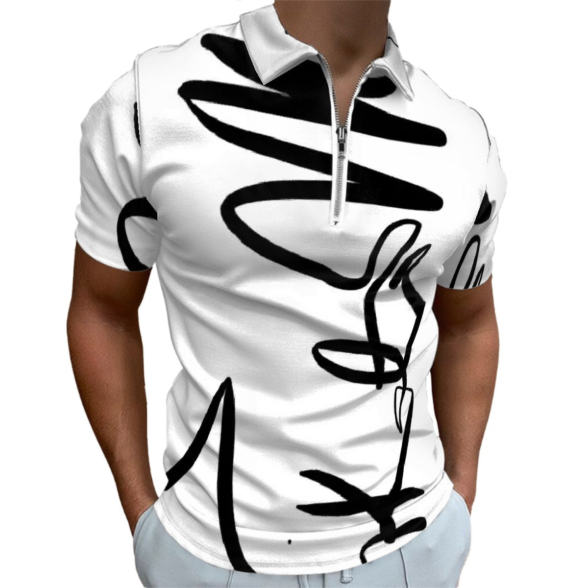 PIKATO MARTIENZO Zipper Polo Shirts Men SIG WHT