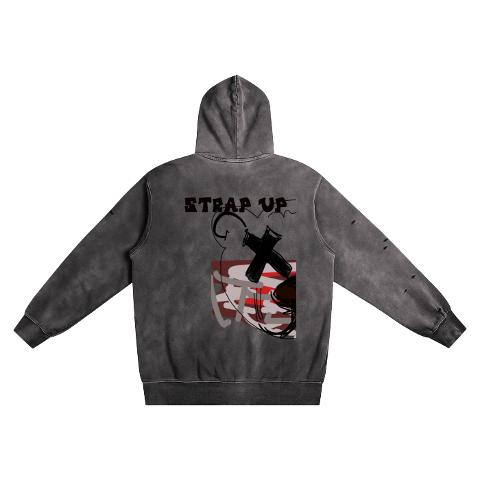 Heavyweight Pure Cotton Hand-Frayed Monkey Washed Hoodie