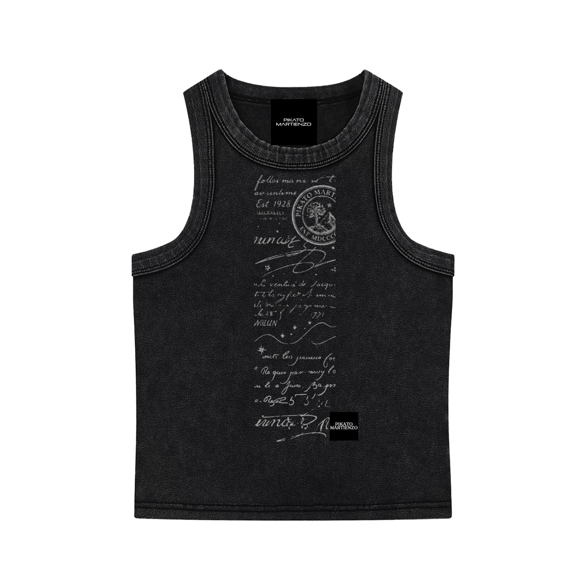 PIKATO MARTIENZO "NO COMMENTS" SCRIPTUS Snow Washed Tank Top